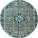 Round Persian Light Blue Traditional Rug, tr3674lblu