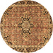 Round Machine Washable Persian Brown Traditional Rug, wshtr3674brn