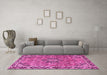 Machine Washable Persian Pink Traditional Rug in a Living Room, wshtr3674pnk