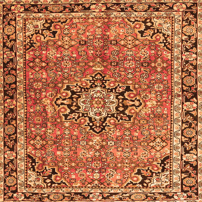 Round Machine Washable Persian Orange Traditional Area Rugs, wshtr3674org