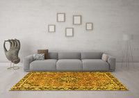 Machine Washable Persian Yellow Traditional Rug, wshtr3674yw