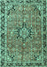 Machine Washable Persian Turquoise Traditional Area Rugs, wshtr3674turq