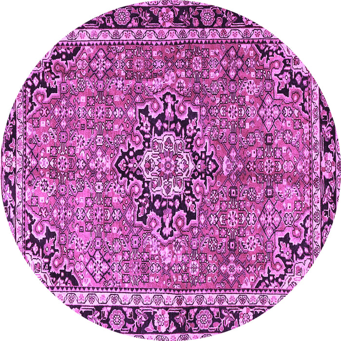 Round Machine Washable Persian Purple Traditional Area Rugs, wshtr3674pur