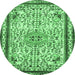 Round Persian Emerald Green Traditional Rug, tr3675emgrn
