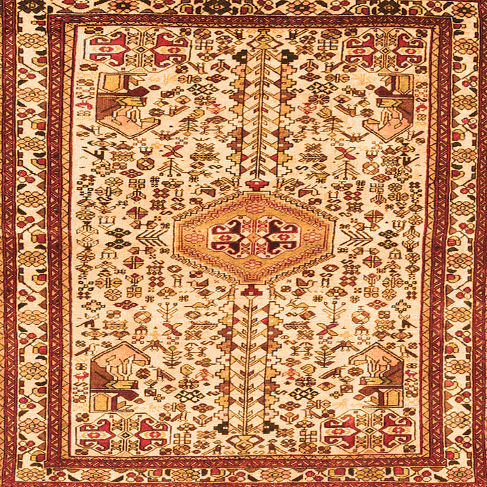 Round Machine Washable Persian Orange Traditional Area Rugs, wshtr3675org