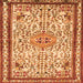 Round Machine Washable Persian Orange Traditional Area Rugs, wshtr3675org