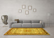 Machine Washable Persian Yellow Traditional Rug in a Living Room, wshtr3675yw