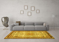 Machine Washable Persian Yellow Traditional Rug, wshtr3675yw