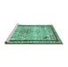 Sideview of Machine Washable Persian Turquoise Traditional Area Rugs, wshtr3675turq