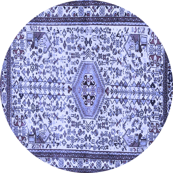 Round Persian Blue Traditional Rug, tr3675blu