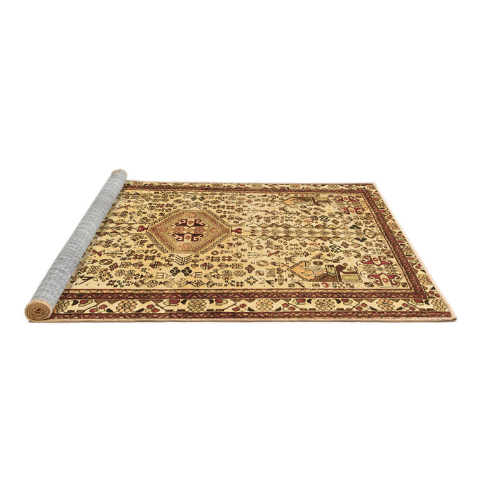 Sideview of Machine Washable Persian Brown Traditional Rug, wshtr3675brn