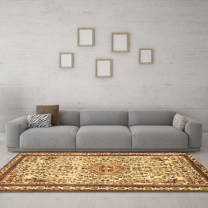 Machine Washable Persian Brown Traditional Rug in a Living Room,, wshtr3675brn