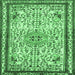 Square Machine Washable Persian Emerald Green Traditional Area Rugs, wshtr3675emgrn