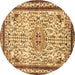 Round Persian Brown Traditional Rug, tr3675brn