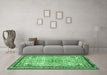 Machine Washable Persian Emerald Green Traditional Area Rugs in a Living Room,, wshtr3675emgrn