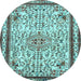 Round Machine Washable Persian Light Blue Traditional Rug, wshtr3675lblu