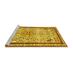 Sideview of Machine Washable Persian Yellow Traditional Rug, wshtr3675yw