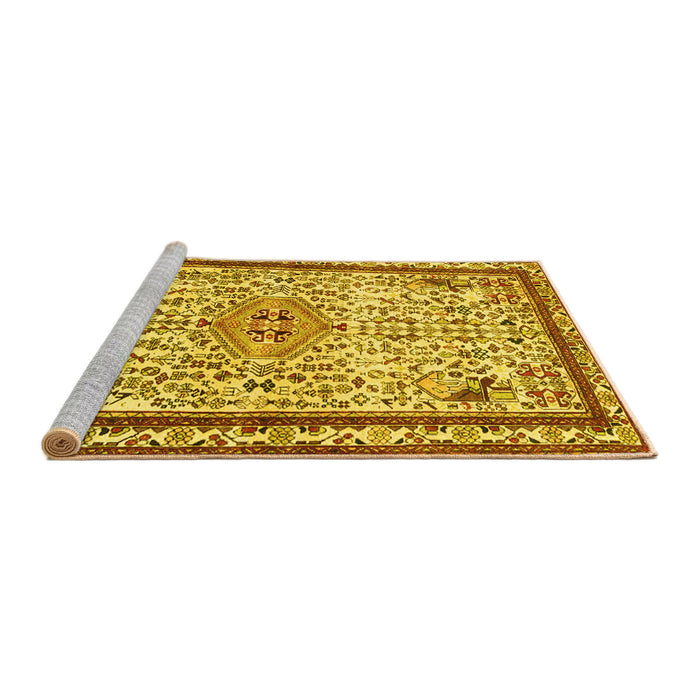Sideview of Machine Washable Persian Yellow Traditional Rug, wshtr3675yw