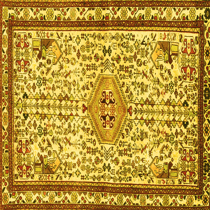 Square Machine Washable Persian Yellow Traditional Rug, wshtr3675yw