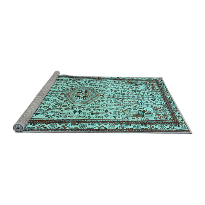 Sideview of Machine Washable Persian Light Blue Traditional Rug, wshtr3675lblu