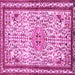 Square Machine Washable Persian Pink Traditional Rug, wshtr3675pnk