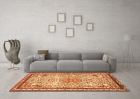 Machine Washable Persian Orange Traditional Rug, wshtr3675org