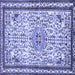 Square Machine Washable Persian Blue Traditional Rug, wshtr3675blu