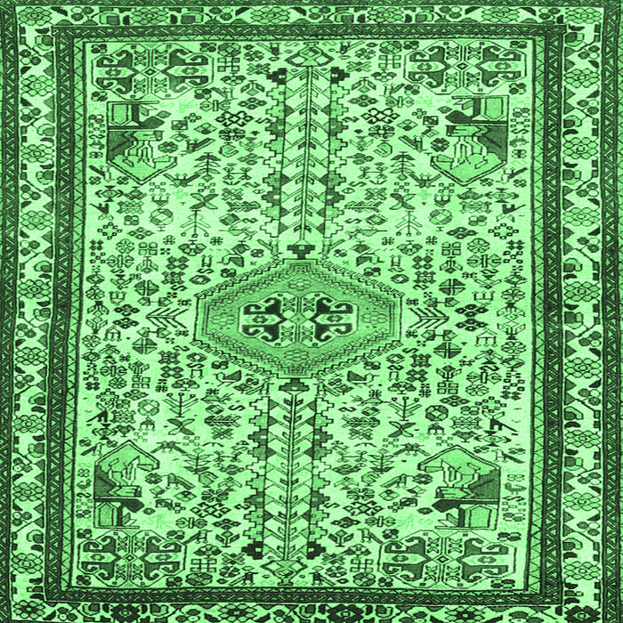 Square Persian Emerald Green Traditional Rug, tr3675emgrn