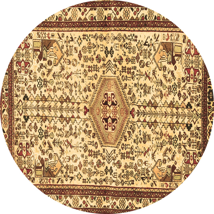 Round Machine Washable Persian Brown Traditional Rug, wshtr3675brn