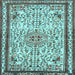 Square Machine Washable Persian Light Blue Traditional Rug, wshtr3675lblu