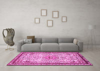 Machine Washable Persian Pink Traditional Rug, wshtr3675pnk