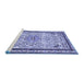 Sideview of Machine Washable Persian Blue Traditional Rug, wshtr3675blu