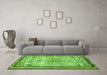 Machine Washable Persian Green Traditional Area Rugs in a Living Room,, wshtr3675grn