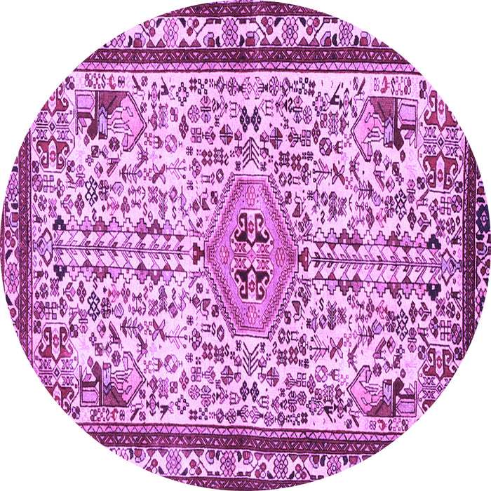 Round Machine Washable Persian Purple Traditional Area Rugs, wshtr3675pur