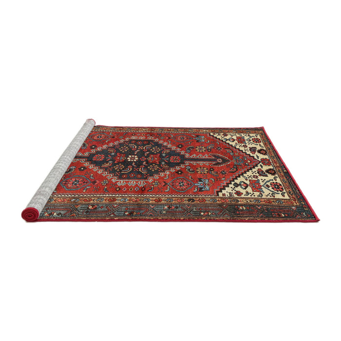 Sideview of Machine Washable Traditional Dark Almond Brown Rug, wshtr3676