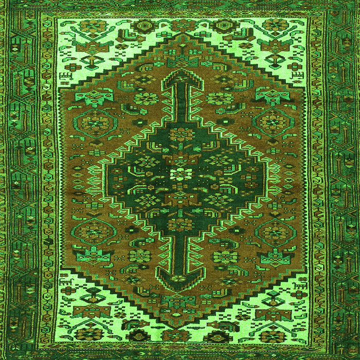 Round Machine Washable Persian Green Traditional Area Rugs, wshtr3676grn