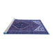 Sideview of Machine Washable Persian Blue Traditional Rug, wshtr3676blu