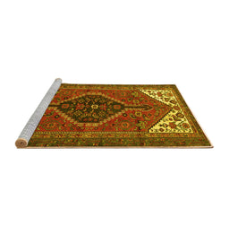 Sideview of Machine Washable Persian Yellow Traditional Rug, wshtr3676yw