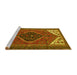 Sideview of Machine Washable Persian Yellow Traditional Rug, wshtr3676yw