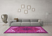 Machine Washable Persian Pink Traditional Rug in a Living Room, wshtr3676pnk