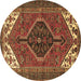 Round Machine Washable Persian Brown Traditional Rug, wshtr3676brn