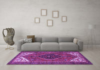 Machine Washable Persian Purple Traditional Rug, wshtr3676pur