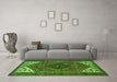 Machine Washable Persian Green Traditional Area Rugs in a Living Room,, wshtr3676grn