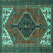 Square Machine Washable Persian Turquoise Traditional Area Rugs, wshtr3676turq