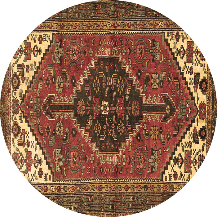 Round Persian Brown Traditional Rug, tr3676brn