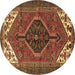 Round Persian Brown Traditional Rug, tr3676brn