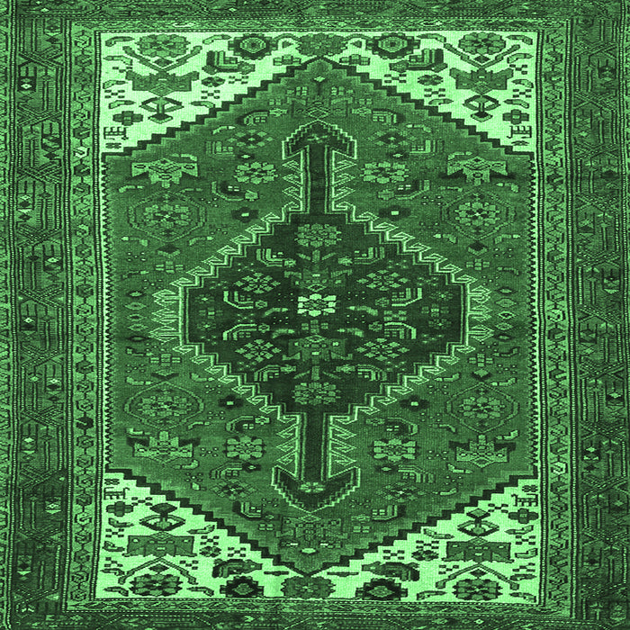 Square Machine Washable Persian Emerald Green Traditional Area Rugs, wshtr3676emgrn