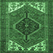 Square Machine Washable Persian Emerald Green Traditional Area Rugs, wshtr3676emgrn