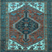 Square Machine Washable Persian Light Blue Traditional Rug, wshtr3676lblu