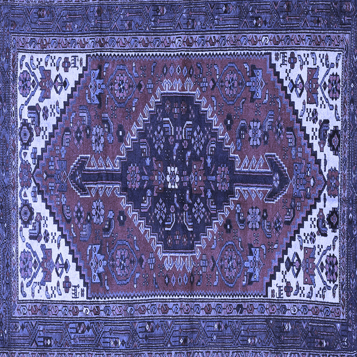 Square Machine Washable Persian Blue Traditional Rug, wshtr3676blu